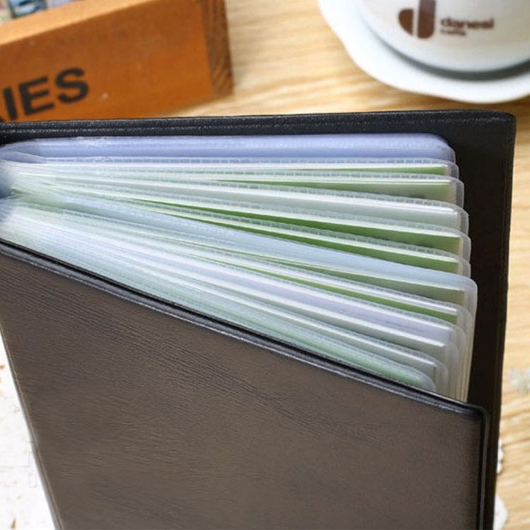 Leather Cover Business Name Card Holder with 180 Holder(Black)