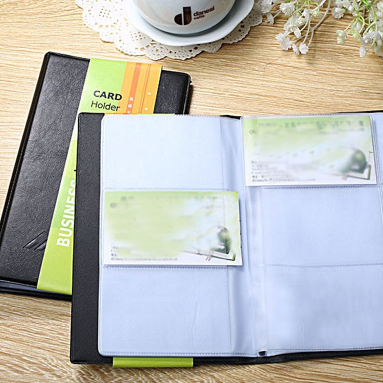 Leather Cover Business Name Card Holder with 180 Holder(Black)