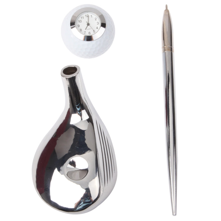 3 in 1 Creative Golf Club Style Pen Holder / Ball Pen with Clock