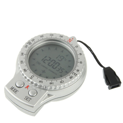 4 in 1 (Digital Compass / Clock / Thermometer / Stopwatch) Portable Compass(Silver)