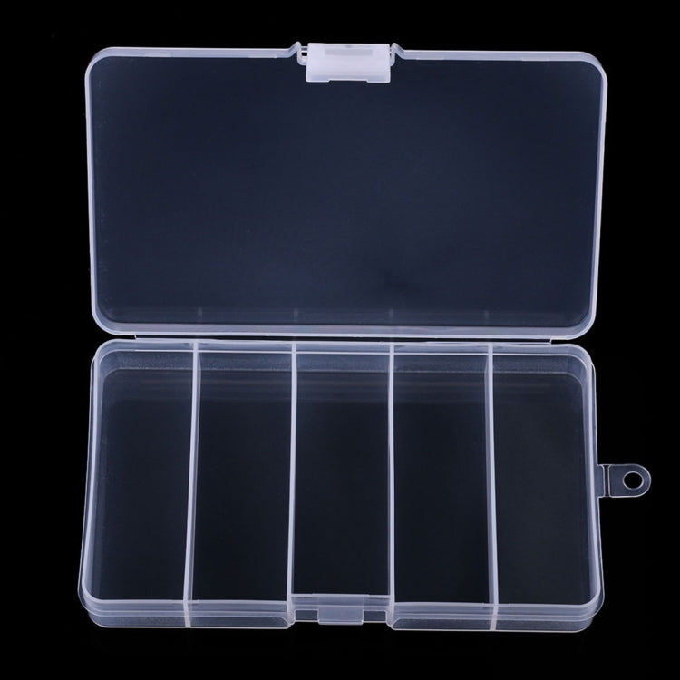 HENGJIA qt024 Five Grid Waterproof Multifunction Fishing Tool Gear Storage Transparent Fishing Tackle Box(Transparent)