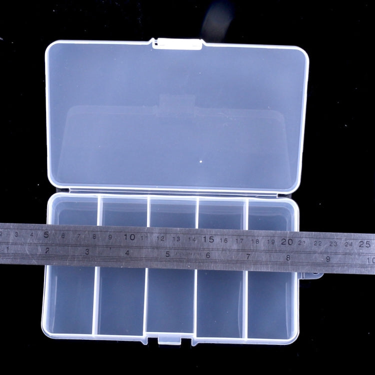 HENGJIA qt024 Five Grid Waterproof Multifunction Fishing Tool Gear Storage Transparent Fishing Tackle Box(Transparent)