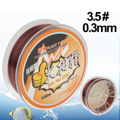 100m Extra Strong 3.5# 0.3mm 17.5kg Nanotechnology Nylon Monofilament Fishing Line (Coffee)
