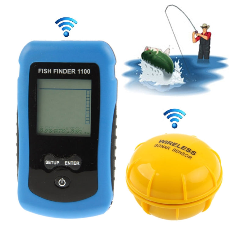 RF Wireless Fish Finder Color LCD Screen Display with Sonar Sensor, Wireless Operating Range: 40m (1100)(Blue)
