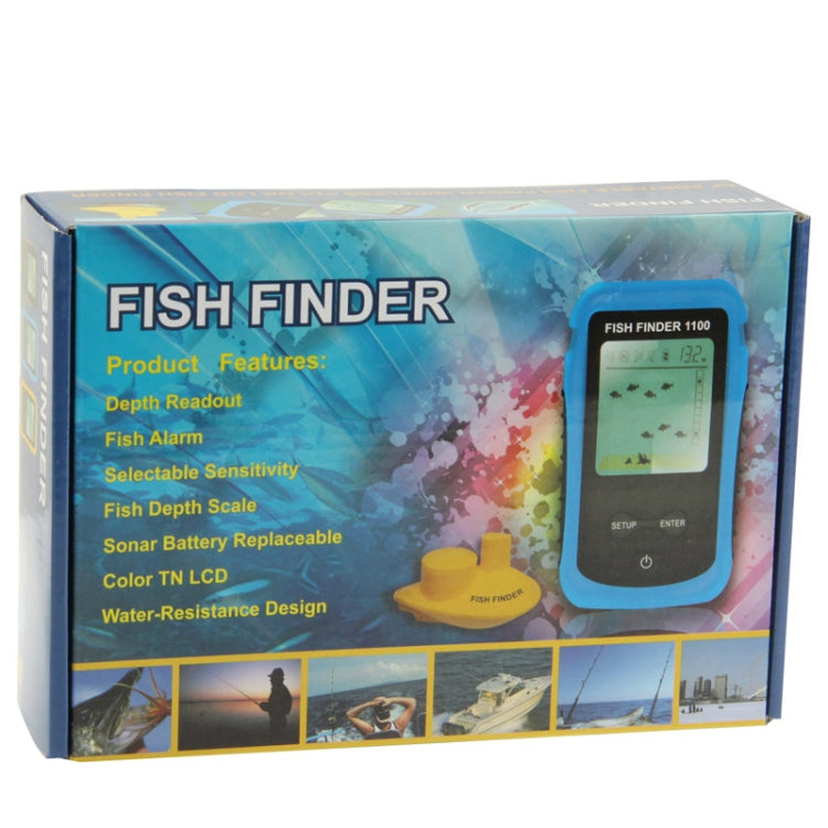 RF Wireless Fish Finder Color LCD Screen Display with Sonar Sensor, Wireless Operating Range: 40m (1100)(Blue)