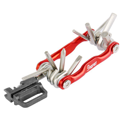 Aluminum Alloy 11-in-1 Multi-Tool Bicycle Repair Kit(Red)