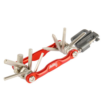 Aluminum Alloy 11-in-1 Multi-Tool Bicycle Repair Kit(Red)