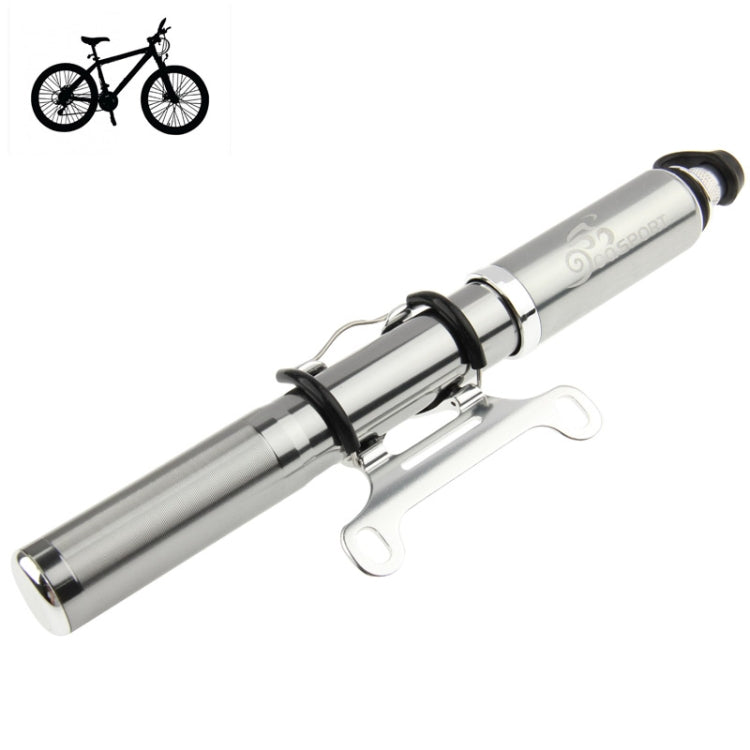 Mini Portable Aluminum Alloy Bicycle Bike Tire Air Pump, Size: 22.5 x 5.5 x 2.5cm(Silver)
