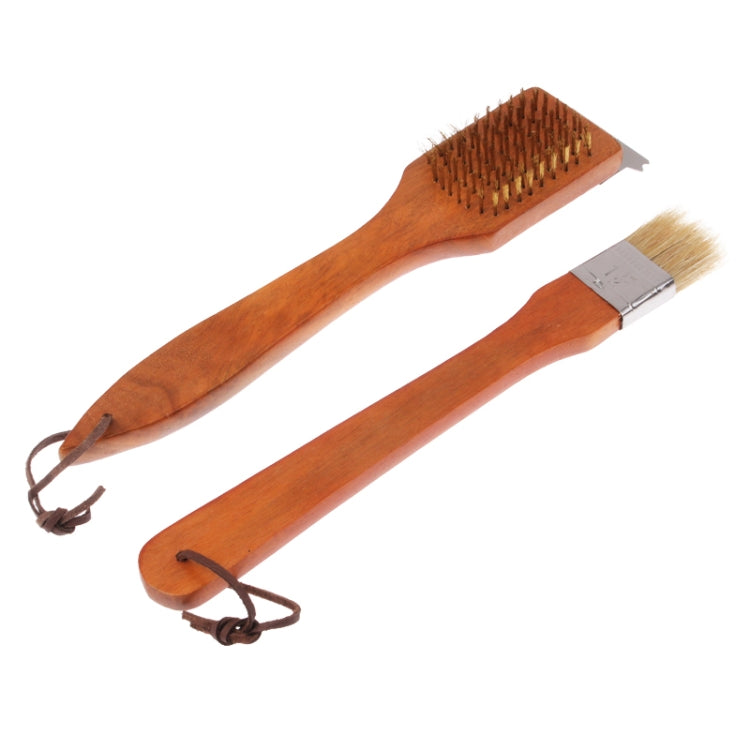 18 in 1 Portable Outdoor BBQ Barbecue Stainless Steel Tool Kit with Wooden Handles