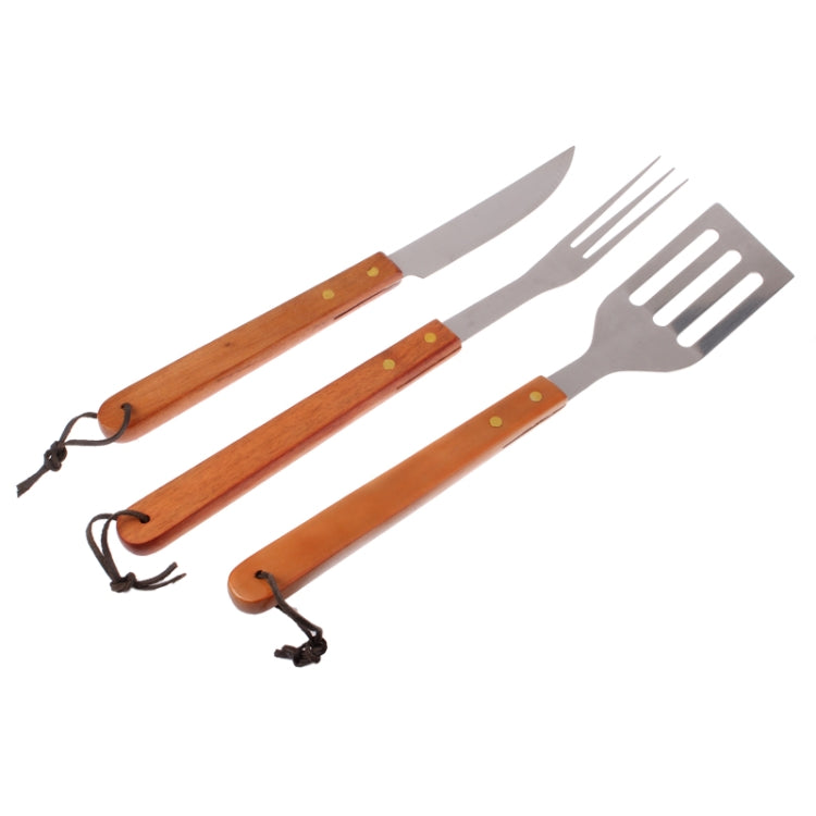 18 in 1 Portable Outdoor BBQ Barbecue Stainless Steel Tool Kit with Wooden Handles
