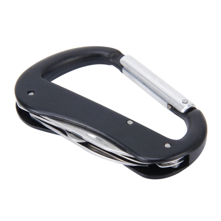 Multi-function Carabiner D-Ring Key Chain Clip Snap Hook with Flashlight (Hook, Knife, Flashlight),