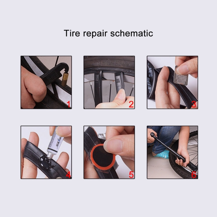 Bike Bicycle Repair Air Pump + Wrench + Tire Spoon + Screwdriver + More Tools Set(Black)