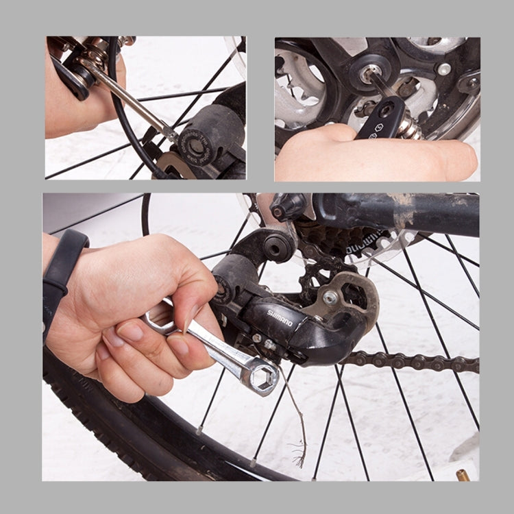 Bike Bicycle Repair Air Pump + Wrench + Tire Spoon + Screwdriver + More Tools Set(Black)