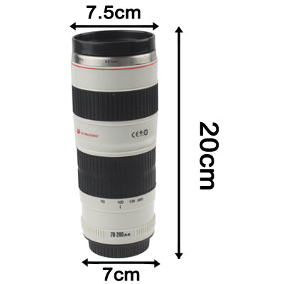 Unique Plastic Simulation Dummy Zoom Lens (EF70-200mm G/ 4 USM) Coffee Cup Mug, Stainless steel liner(White)