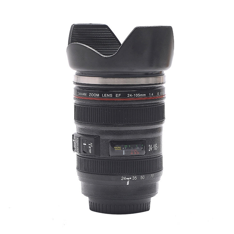 Unique Simulation Dummy Zoom Lens(EF24-105mm G/ 4 USM) Coffee Cup Mug, Stainless steel liner(Black)