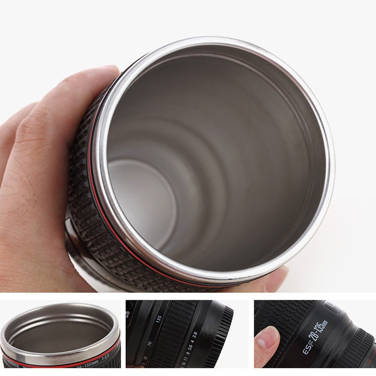 Unique Simulation Dummy Zoom Lens(EF24-105mm G/ 4 USM) Coffee Cup Mug, Stainless steel liner(Black)