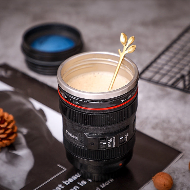 Unique Simulation Dummy Zoom Lens(EF24-105mm G/ 4 USM) Coffee Cup Mug, Stainless steel liner(Black)