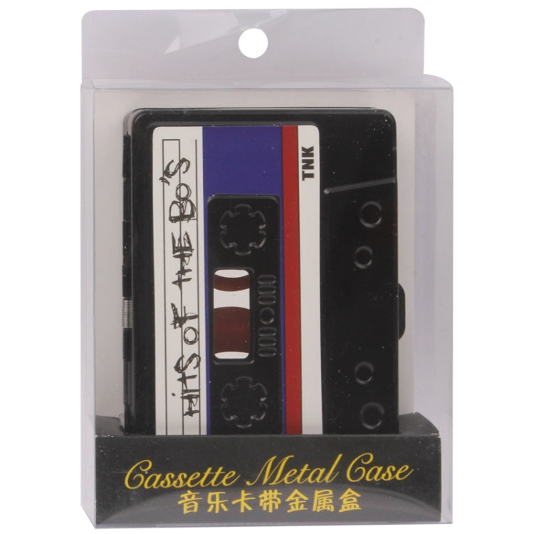 Retro Pop Cassette Style Metal Cigarette / Name Card / Lipstick Storage Case Box(Black)