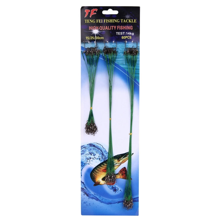 60 PCS Lure Coated Leader black Wire Trace Pike Sea Fishing 15 / 20 / 25cm(Black)