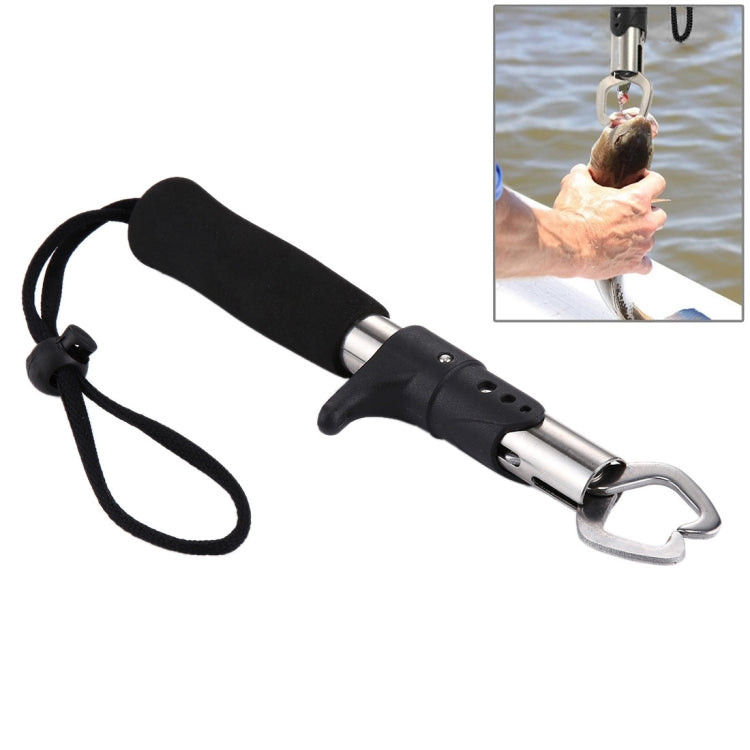 Stainless Steel Fish Lip Gripper with Handle Adjustable lanyard(Black)
