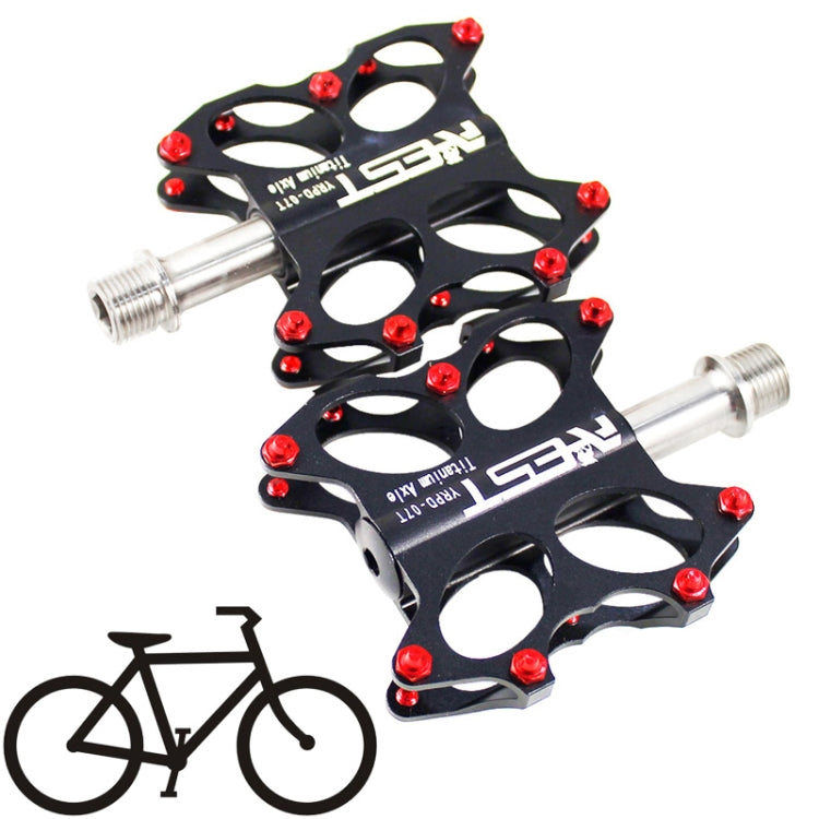 AEST Replacement Aluminum Alloy Bike MTB Platform Pedals, CNC Titanium Spindle Ti Axle, 07T (Black)