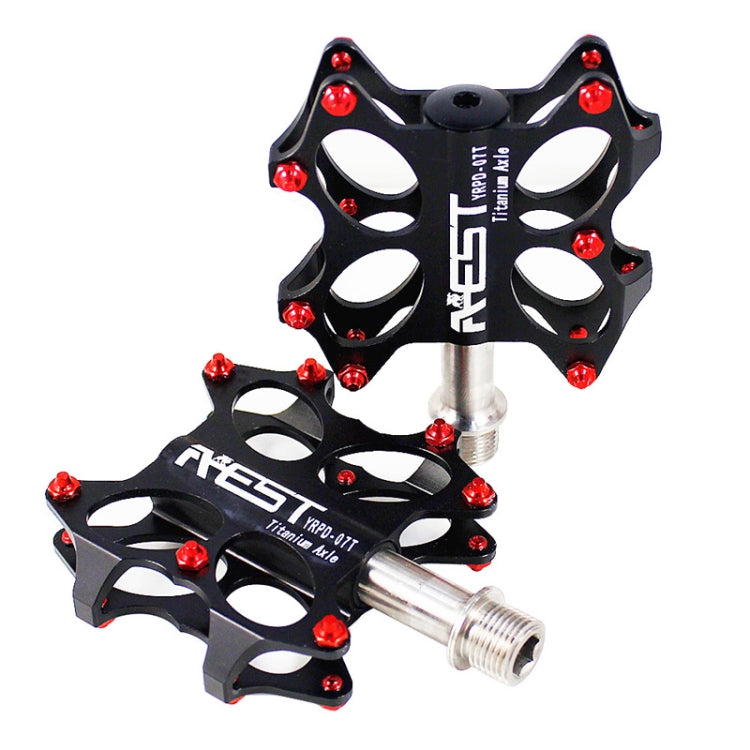 AEST Replacement Aluminum Alloy Bike MTB Platform Pedals, CNC Titanium Spindle Ti Axle, 07T (Black)