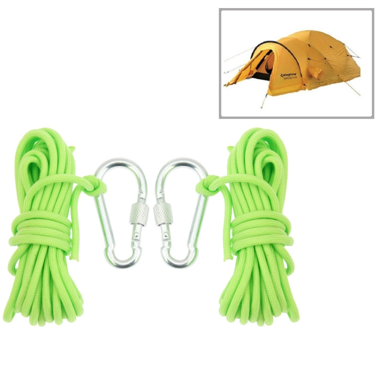 2 PCS Durable Seven-core Alloy Carabiner Fluorescent Tent Rope Umbrella Rope with Carabiner, Length: 4m