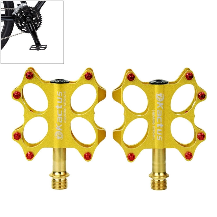 KACTUS Bike MTB BMX Platform Flat Pedals CNC Gold-plating Stainless Steel Axle