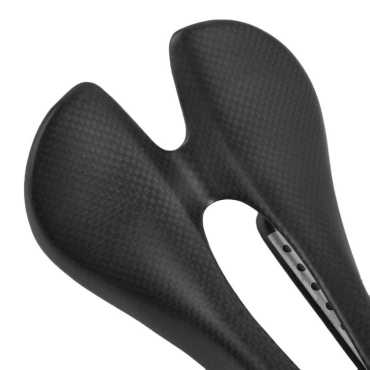 Bicycle Matte Full Carbon Fiber Cushion Hollow Saddle Seat(Black)