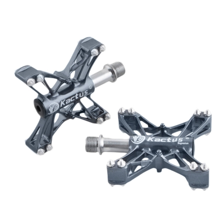 Magnesium Pedals Platform CNC Steel Axle 9/16 inch for Kactus Bike MTB(Grey)