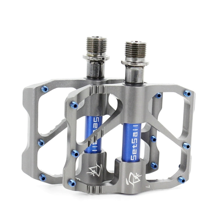 1 Pair Aluminum Alloy Pedals Platform CNC Steel Axle 9/16 inch for Bike MTB BMX(Grey)