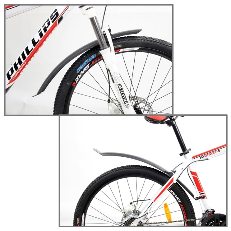 Plastic + Steel Front & Rear Extended Mudguard for 26 inch Bike MTB(Black)
