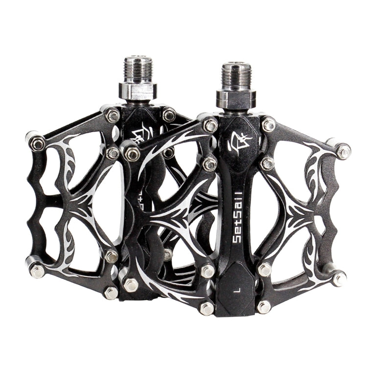 2 PCS YD192 Aluminum Alloy Platform Pedals CNC Steel Axle 9/16 inch for Bike MTB BMX(Black)