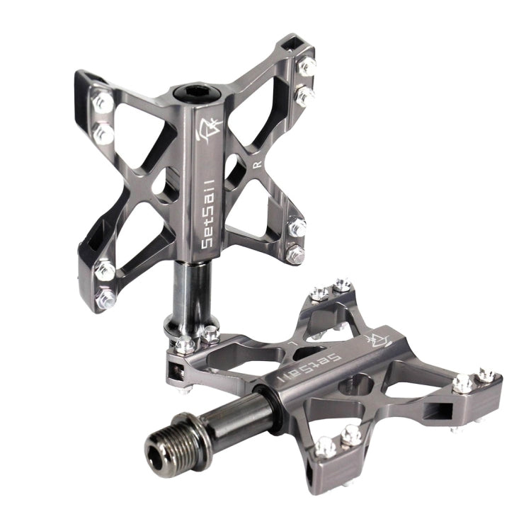 2 PCS YD193 Aluminum Alloy Platform Pedals CNC Steel Axle 9/16 inch for Bike MTB BMX(Grey)