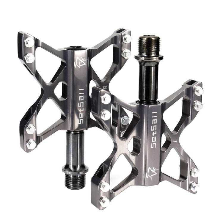 2 PCS YD193 Aluminum Alloy Platform Pedals CNC Steel Axle 9/16 inch for Bike MTB BMX(Grey)