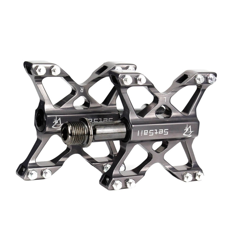 2 PCS YD193 Aluminum Alloy Platform Pedals CNC Steel Axle 9/16 inch for Bike MTB BMX(Grey)