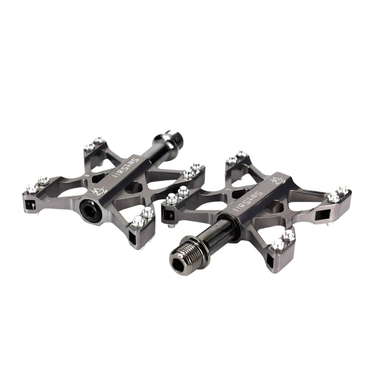 2 PCS YD193 Aluminum Alloy Platform Pedals CNC Steel Axle 9/16 inch for Bike MTB BMX(Grey)