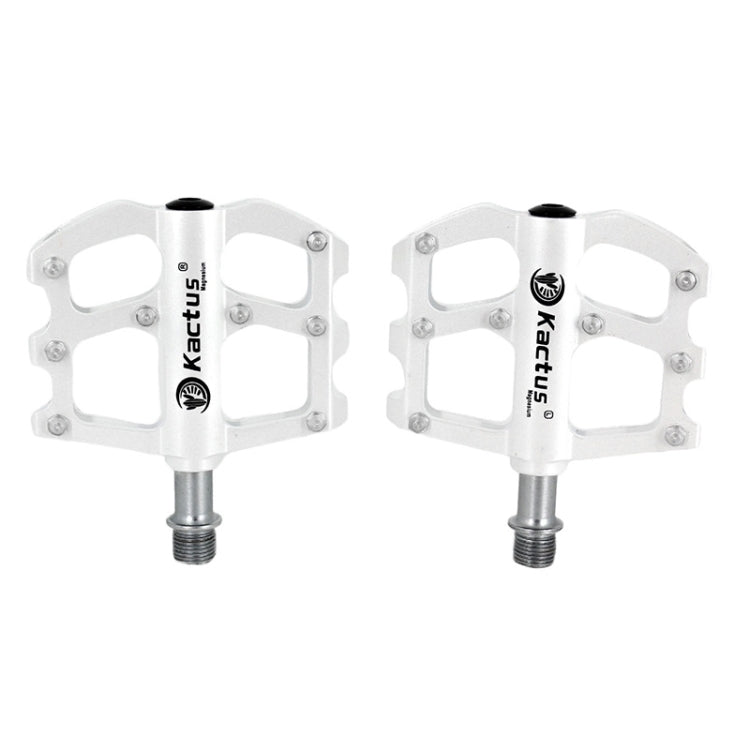 2 PCS Magnesium Pedals Platform CNC Steel Axle 9/16 inch for Kactus Bike MTB(White)