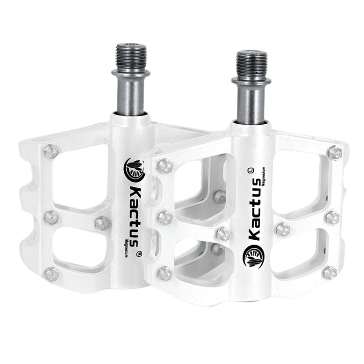 2 PCS Magnesium Pedals Platform CNC Steel Axle 9/16 inch for Kactus Bike MTB(White)