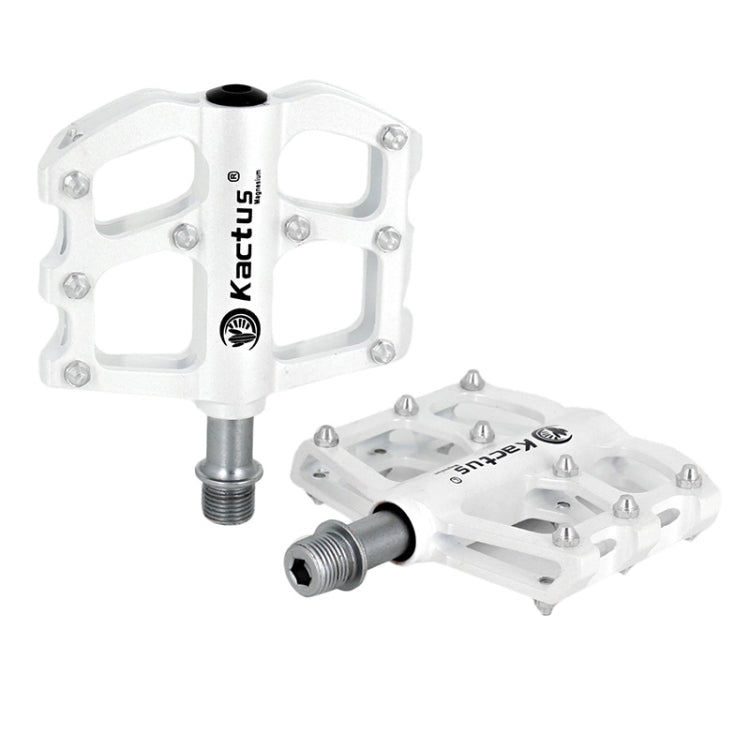 2 PCS Magnesium Pedals Platform CNC Steel Axle 9/16 inch for Kactus Bike MTB(White)