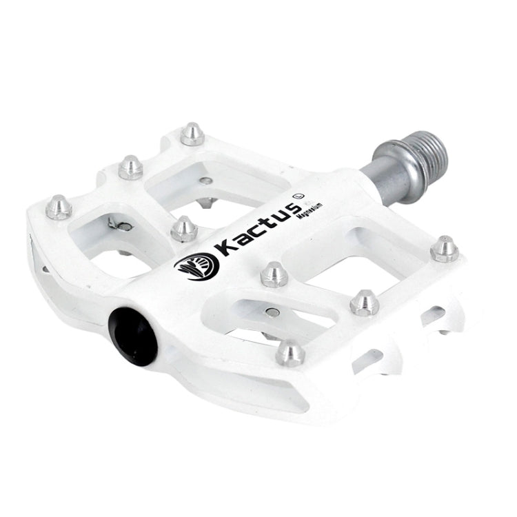 2 PCS Magnesium Pedals Platform CNC Steel Axle 9/16 inch for Kactus Bike MTB(White)