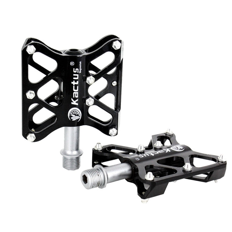 1 Pair Magnesium Pedals Platform CNC Steel Axle 9/16 inch for Kactus Bike MTB(Black)
