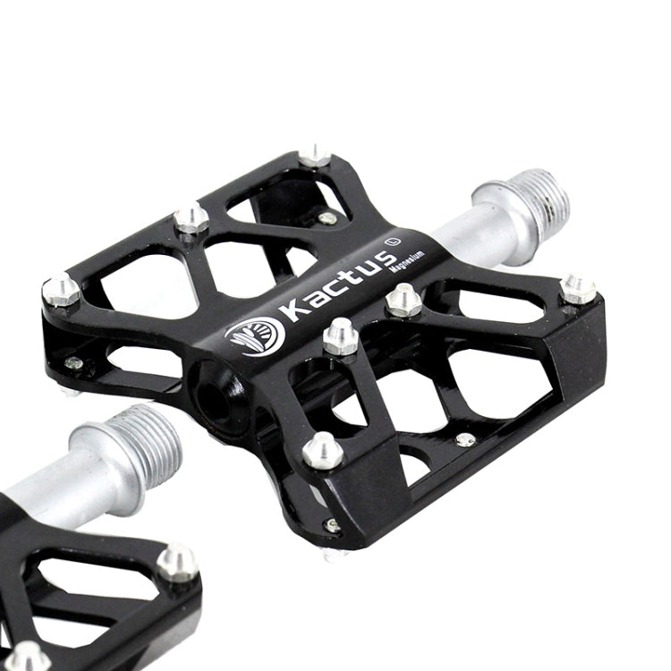1 Pair Magnesium Pedals Platform CNC Steel Axle 9/16 inch for Kactus Bike MTB(Black)