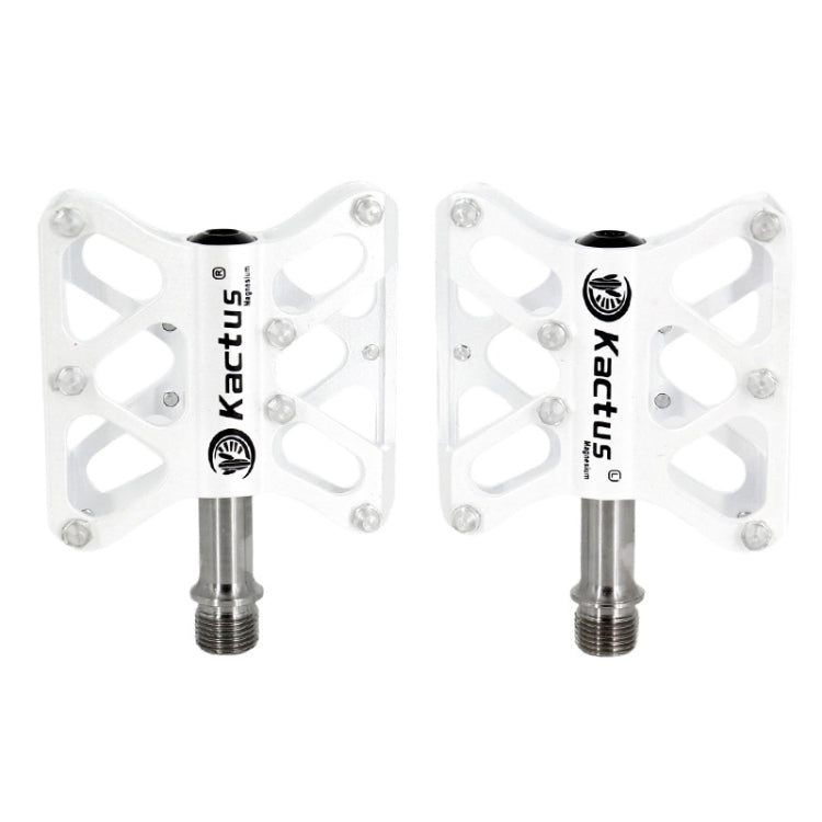 1 Pair Magnesium Pedals Platform CNC Titanium Axle 9/16 inch for Kactus Bike MTB(White)