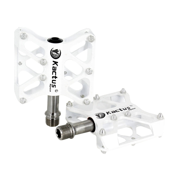 1 Pair Magnesium Pedals Platform CNC Titanium Axle 9/16 inch for Kactus Bike MTB(White)