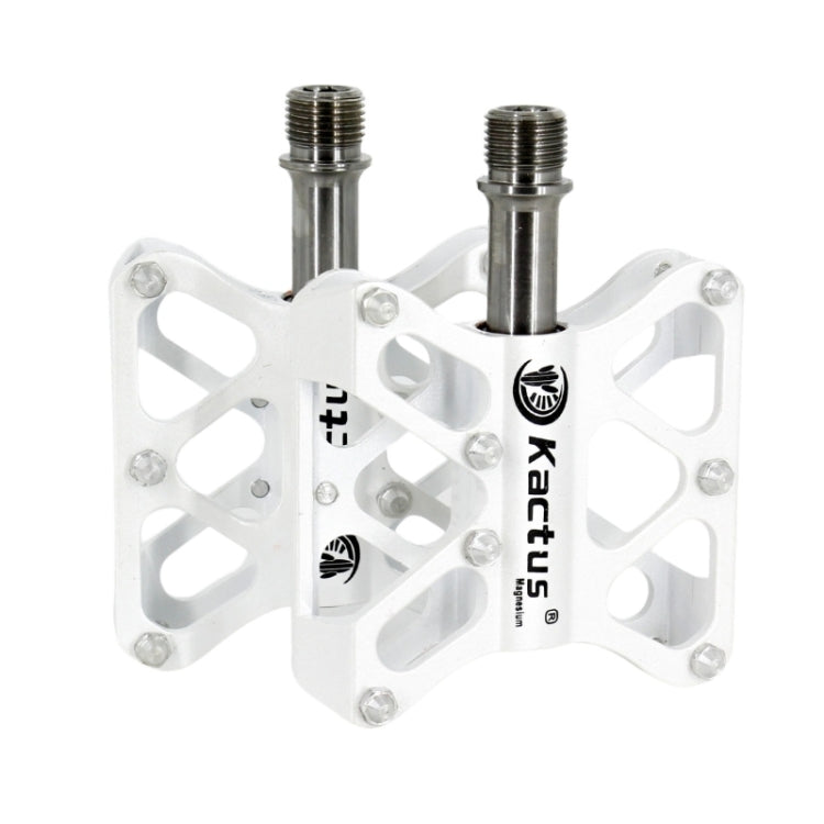 1 Pair Magnesium Pedals Platform CNC Titanium Axle 9/16 inch for Kactus Bike MTB(White)