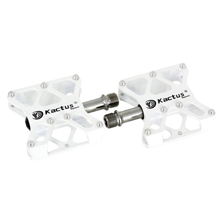 1 Pair Magnesium Pedals Platform CNC Titanium Axle 9/16 inch for Kactus Bike MTB(White)