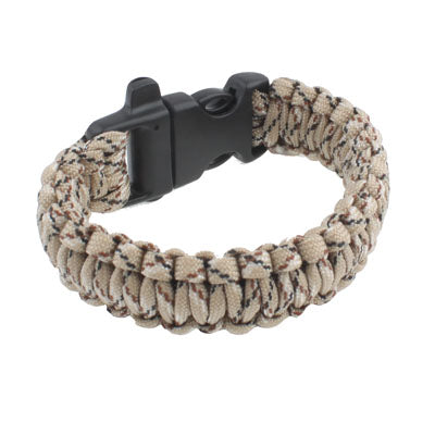 550 Paracord Weave Survival Bracelet with Whistle Buckle(Beige)