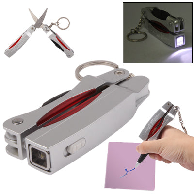 Multi-function 3-in-1 Scissors Style Ball Pen with Light / Promotion & Fashion Pen (Random Color Delivery)
