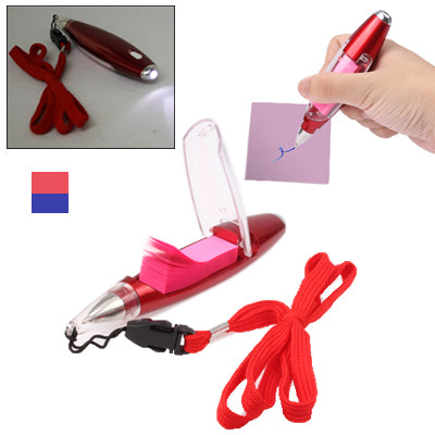 3-in-1 Cord Ball Pen With Notepad & LED Light / Promotion & Fashion Pen (Random Color Delivery)